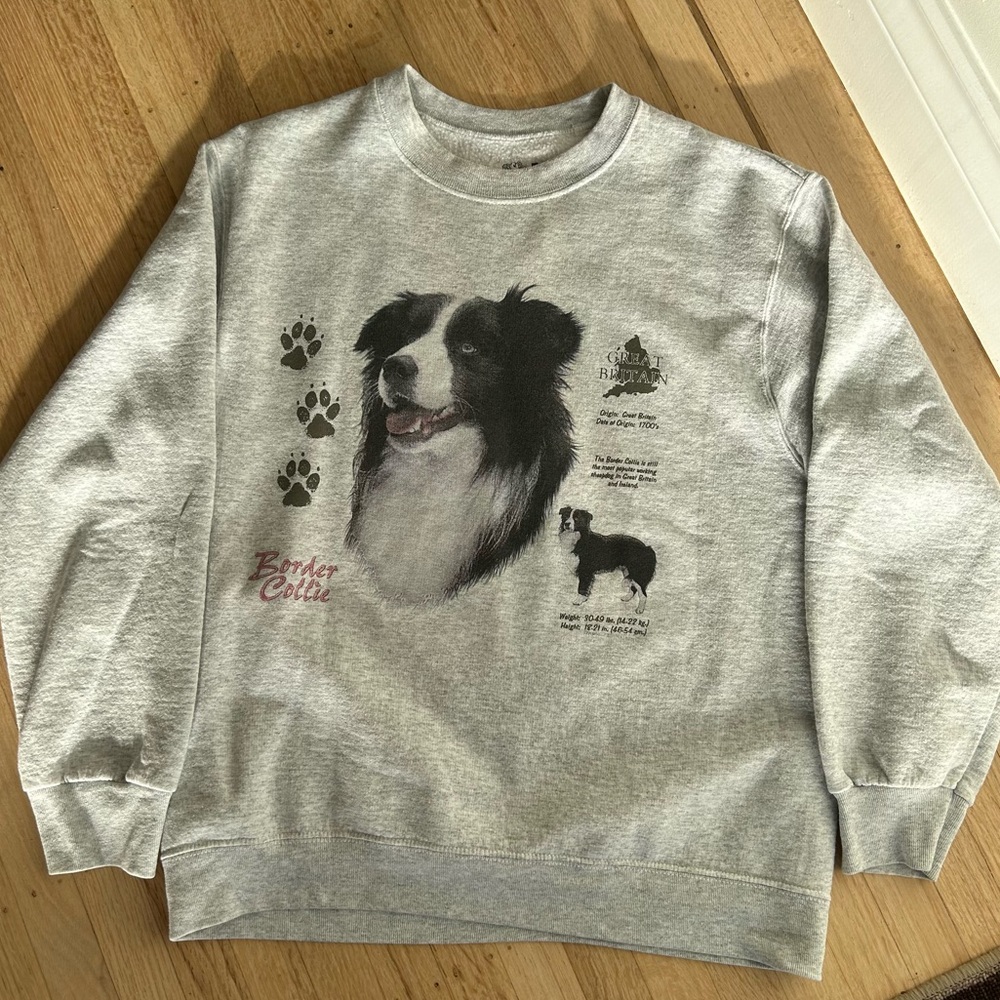 Quirky & cute Border Collie fun fact Fruit of the Loom crewneck sweatshirt!
